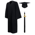 GraduationMall mezuniyet kıyafeti, cübbe, kep ve püskül, lise ve üniversite mezuniyeti için, 12 renk, Schwarz, XS