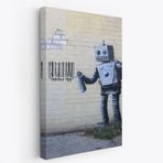 Graffiti Yapan Robot Banksy Sokak Sanatı, PopArt Dekoratif Kanvas Tablo, Duvar Dekoru 4966