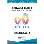 Graficar Design Renault Clio 3 Amblem Kaplama Sticker Set ile Uyumlu, Parlak Turuncu