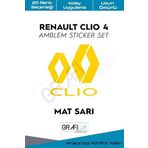 Graficar Design Renault Clio 4 Amblem Kaplama Sticker Set ile Uyumlu, Mat Karbon Gri