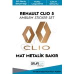 Graficar Design Renault Clio 5 Amblem Kaplama Sticker Set ile Uyumlu, Fırçalanmış Siyah