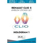 Graficar Design Renault Clio 5 Amblem Kaplama Sticker Set ile Uyumlu, Mat Kırmızı