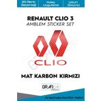 Graficar Design Renault Clio ile Uyumlu 3 Amblem Kaplama Sticker Set, Mat Beyaz, TYC00629168071