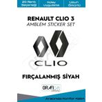 Graficar Design Renault Clio ile Uyumlu 3 Amblem Kaplama Sticker Set, Mat Metalik Bakır, TYC00629169236
