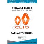 Graficar Design Renault Clio ile Uyumlu 3 uyumlu Amblem Kaplama Sticker Set