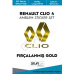 Graficar Design Renault Clio ile Uyumlu 4 Amblem Kaplama Sticker Set, Mat Güneş Sarı
