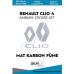 Graficar Design Renault Clio ile Uyumlu 4 Amblem Kaplama Sticker Set, Parlak Kırmızı