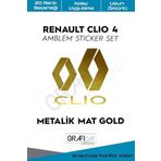 Graficar Design Renault Clio ile Uyumlu 4 Amblem Kaplama Sticker Set, Parlak Mavi, TYC00629181491