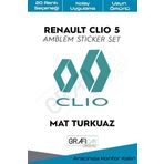 Graficar Design Renault Clio ile Uyumlu 5 Amblem Kaplama Sticker Set, Mat Güneş Sarı