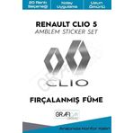 Graficar Design Renault Clio ile Uyumlu 5 Amblem Kaplama Sticker Set, Mat Siyah, TYC00629202984