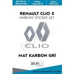 Graficar Design Renault Clio ile Uyumlu 5 Amblem Kaplama Sticker Set, Parlak Kırmızı