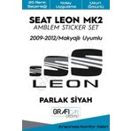 Graficar Design Seat Leon ile Uyumlu Mk2 Amblem Kaplama Sticker Set 2006 2009 Makyajsız, Mat Karbon Kırmızı, AMB035-01