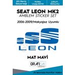 Graficar Design Seat Leon ile Uyumlu Mk2 Amblem Kaplama Sticker Set 2006 2009 Makyajsız, Mat Karbon Kırmızı, AMB035-11