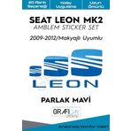 Graficar Design Seat Leon ile Uyumlu Mk2 Amblem Kaplama Sticker Set 2009 2012 Makyajlı, Mat Karbon Kırmızı