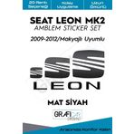 Graficar Design Seat Leon ile Uyumlu Mk2 Amblem Kaplama Sticker Set 2009 2012 Makyajlı, Mat Kırmızı