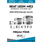 Graficar Design Seat Leon ile Uyumlu Mk2 Amblem Kaplama Sticker Set 2009 2012 Makyajlı, Parlak Kırmızı
