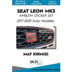 Graficar Design Seat Leon ile Uyumlu Mk3 Amblem Kaplama Sticker Set 2017 2020 Makyajlı, Mat Kirmizi