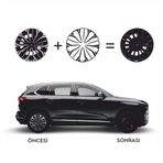 Graficar Design TOGG T10X ile Uyumlu Jant Kaplama Sticker Set Parlak Siyah