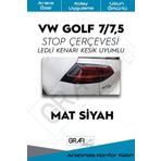 Graficar Design Volkswagen Golf ile Uyumlu 7 7,5 Stop Çerçevesi Sticker Kolay Uygulama Uzun Ömürlü LED'li STOP, Mat Siyah