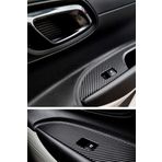 Graficar Design Yeni Hyundai ile Uyumlu I20 Iç Trim Folyo Kaplama Set, Mat Karbon Siyah Ayna Katlama Butonsuz Jump Style