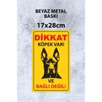 Grafiklas Dikkat Köpek Var Metal Levha – A4 (21x29 cm) Uyarı Tabelası Bahçe ve İş Yeri İçin