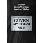 Grafiklas Gümüş Metal Apartman İsimliği 21x30 cm Yapışkanlı Gerçek Metal Tabela – Kişiye Özel Apartman Yazısı