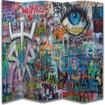 Grafiti Temalı Özel Tasarım Paravan Room Divider 180 x 200 cm - Renkli