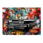 Grafitili Klasik Araba Model Ahşap Tablo 50cmX 70cm