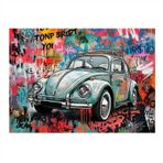Grafitili Retro Vosvos Araba Mdf poster 50cmX 70cm