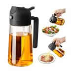 Grains Global 2 Adet Çift Fonksiyonlu Akıtmaz Cam Yağdanlık Sprey Akıtma Ayçiçek Yağı Zeytin Yağı Şişesi Yağlık 450ML - Option-1