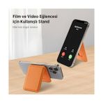 Grains Global Bix Tmw4 Magsafe Uyumlu Kart Taşıma ve Telefon Stand Özellikli Katlanabilir Manyetik Deri Cüzdan ve Kartlık Uyumlu (Kahverengi) - Option-1