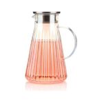 Grains Global Borosilikat Cam Sürahi, Lüster Boyamalı, Metal Kapaklı, 1.8l Kapasiteli, Dalgalı Konik Form, Ergonomik Kulplu, Şeffaf, Sıcağa Dayanıklı, Modern Tasarım - 1BW-Beyaz - --