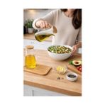 Grains Global Cam Yağlık Şişe Seti Ahşap Kapaklı, Damlatmaz Akıtma Uçlu Cam Sirkelik ve Zeytinyağı Şişesi, Ölçü Işaretli Mutfak Yağ Dispenseri, Salata Sosu Dökme Sürahisi, Sızdırmaz Kapaklı - Option-1