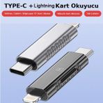 Grains Global Otg Lightning + Usb-C Girişli Sd/tf (Microsd) Kart Okuyucu, USB Bellek Klavye Mouse Destekli Tak Çalıştır Telefon Tablet Veri Aktarım Adaptörü, Metal Gövde | RXY-118 - Option-1