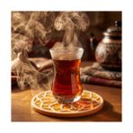 Grains Global Saul El Yapımı Premium Seramik Bardak Altlığı | Özel Kabartmalı Selçuklu Motifi | Otantik Bal Köpüğü (Hardal) Rengi | Dekoratif & Dayanıklı Sunum Altlığı - Kestane Akaju - Option-1