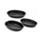 Grains Global Siyah Oval Sunum Tabağı Seti, 3'lü, 26X16 Cm, Modern Tasarım, Atıştırmalık ve Yemek Servisi Için, Plastik 3 Lü - Option-1 - 51R-Turuncu