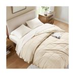 Grains Global Windom Microfiber Alternative Blanket With 3m Moisture Management Ivory 108X90 Size Quilted Premium Soft 3m Scotchgard Moisture Microfiber For Bed, Couch Or Sofa - 2328M - 1 x 32 x 27 cm
