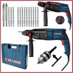 Graizer Alman 3000 W Kırıcı 5.0 Joul Sjs Metal Dişli Şanzuman Darbeli Matkap + Yedek Mandren + 15 Uç