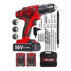 Graizer Alman Kırmızı V-tec 56 V 5 Ah Çelik Motor Çelik Şanzuman Darbeli Şarjlı Çift Akülü Vidalama Matkap