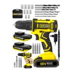 Graizer Alman Sarı V-tec 58 V 5 Ah Çelik Motor Çelik Şanzuman Darbeli Şarjlı Çift Akülü Vidalama Matkap