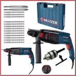 Graizer GRZ-3000 EK-3000-5 Alman Kırıcı Delici Metal Dişli Şanzuman Hilti Darbeli+Yedek Mandren+15 Uç Matkap
