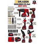 Graizer HKT-972 6'lı Profesyonel Akülü El Aletleri Seti - Fırçasız Motor, 21V 3000MAH + 3 Yedek Pil