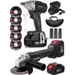 Graizer Pro S 128 V Profesyonel 2'li Set Somun Sıkma Taşlama Makinesi 2 Akülü Kömürsüz Motor