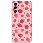Gramaphone Galaxy S21 FE ile Uyumlu Çilek Desenli Telefon Kılıfı + Ekran Koruyucu - 5804