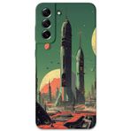 Gramaphone Galaxy S21 Fe Uyumlu Uzay Desenli Telefon Kılıfı + Ekran Koruyucu - 5870