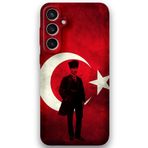 Gramaphone Galaxy S24 Plus ile Uyumlu Atatürk Desenli Telefon Kılıfı + Ekran Koruyucu - 5849