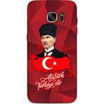 Gramaphone Galaxy S7 Edge Uyumlu Atatürk Desenli Telefon Kılıfı + Ekran Koruyucu - 5851