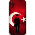 Gramaphone Huawei Y7 Prime 2019 Uyumlu Atatürk Desenli Telefon Kılıfı + Ekran Koruyucu - 5849