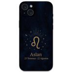 Gramaphone İphone 15 Plus Uyumlu Aslan Burcu Desenli Telefon Kılıfı + Ekran Koruyucu - 5772