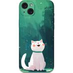 Gramaphone İphone 15 Plus Uyumlu Kedi Desenli Telefon Kılıfı + Ekran Koruyucu - 5781